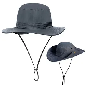 Outdoor Breathable Good Design Anti-UV Beach Mesh Wide Brim Sun Camouflage Fishing Bucket hat Hunting Safari Boonie Hat