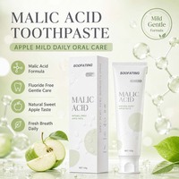 Dentifrice à l'acide malique sans fluorure, marque privée OEM, goût pomme naturel, soin doux, haleine fraîche, soin buccal quotidien