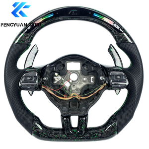 Volante Deportivo Personalizado con Calefacción, LED, Cuero y Alcántara, Fibra de Carbono Forjada para VW <span class=keywords><strong>Golf</strong></span> 7R/GTI/MK7/Golf7.5/<span class=keywords><strong>Sportsvan</strong></span>/Lamando/<span class=keywords><strong>R</strong></span>-<span class=keywords><strong>Line</strong></span> - Product Image 6