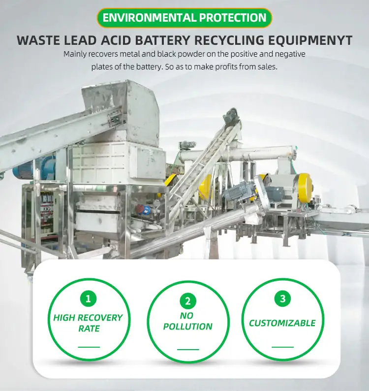 500kg-2 t/h Capacidad de procesamiento Planta de reciclaje de acumuladores de plomo y reciclaje