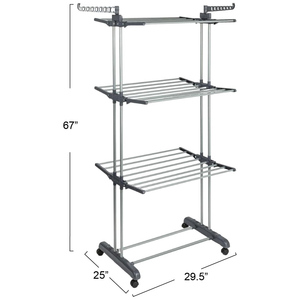 Séchoir à linge mobile pliable et extensible à 4 niveaux en acier inoxydable pour salle de bain et sacs, support de séchage sur pied, vente en gros - Product Image 2