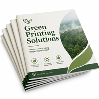 Service d'impression de brochures recto-verso piquées à cheval, impression offset couleur CMJN sur papier couché 157g, personnalisable pour entreprises