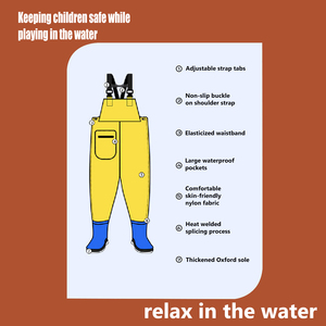 TOPIND Les enfants portent des vêtements une pièce imperméables Poitrine Enfants Waders pour jouer dans l'eau et pêcher - Product Image 6