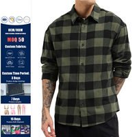 Chemises en flanelle à carreaux tissées personnalisées avec logo pour hommes, anti-plis, respirantes, service OEM, vente en gros, style décontracté occidental