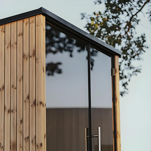 Sauna extérieur moderne de luxe, miroir noir carré, avec poêle, en forme de cube en bois, à <span class=keywords><strong>vendre</strong></span> - Product Image 1