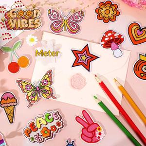 Maßgefertigte Chenille-Baumwoll-Hippie-Aufnäher mit Stickerei, Verschiedene Formen, Zufällige Stile, DIY-Applikationen zum Aufbügeln für Mädchen/Frauen Hüte - Product Image 3