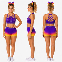 Seragam Cheerleading Elitecustom dengan Logo Custom, Sublimasi, dan Hiasan Rhinestone Backcross, Perlengkapan Varsity Profesional