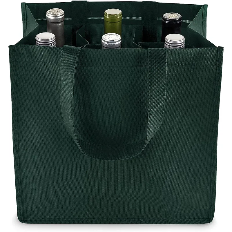 حقيبة قماشية ترويجية قابلة لإعادة الاستخدام من bolsa de vino 6 زجاجات غير منسوجة بمقبض
