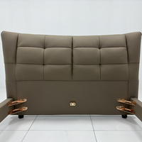Lit double king-size moderne en cuir véritable, hauteur réglable, écologique, cadre en bois de pin, design minimaliste
