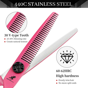 Tijeras de Peluquería Profesionales de 6.0 Pulgadas, Color Rojo Rosa, Acero JP440C, Diseño Moderno, Alta Calidad, HS-970 - Product Image 6