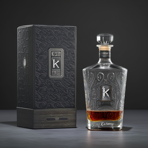 Bouteilles en verre cristal blanc carrées de 750 ml de la marque Keystone, bouchon à couronne, impression sérigraphique, emballage de haute qualité, whisky, liqueur - Product Image 5