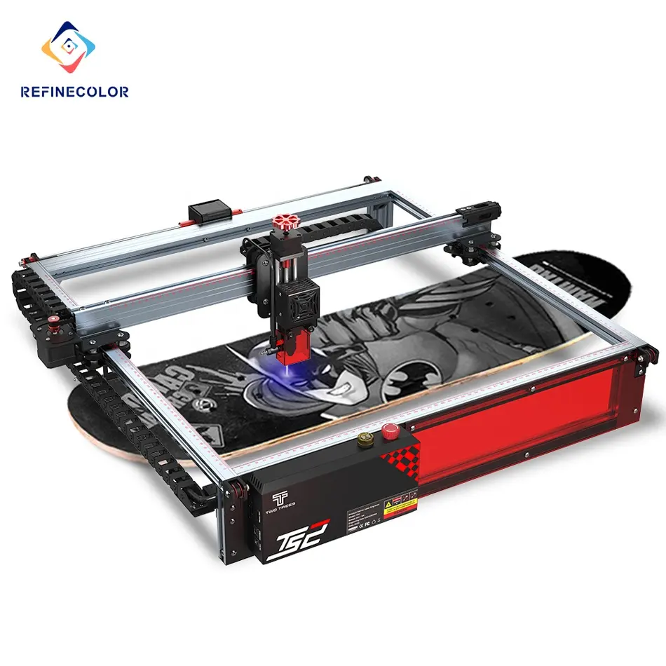 Refinecolor mesin pemotong Laser 45x45cm, pengukir Laser Diode CNC presisi tinggi 0.01mm untuk kayu/kulit/logam/akrilik 96W