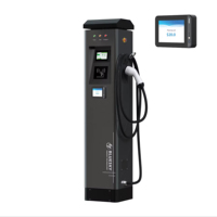 Station de recharge AC pour véhicules électriques au sol, double pistolet de charge, écran tactile RFID pour parking commercial