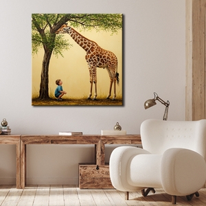 Giraffe Canvas Art Kids Room Wall Decor Warm Nature Scene Framed Painting for Home Office <strong>Nursery</strong> High Quality <strong>Print</strong> - Product Image 1