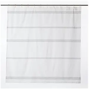 Luxushotel Badezimmer Großhandel Custom Heavy Duty Baumwolle Polyester Blended Fabric Stripe Dusch vorhang