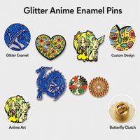 Épinglette en émail personnalisée avec paillettes, badge de revers en métal 3D Anime OEM, broche en émail dur, design artistique floral de dragon de dessin animé, collection de coffrets cadeaux