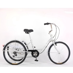 Tricycle à pédales électrique à assistance électrique 7 vitesses 24 pouces, capacité de charge de 300 kg, tricycle de transport robuste, cadre en acier à haute teneur en carbone épaissi - Product Image 2