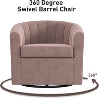 Fauteuil pivotant moderne en velours, capitonné, rembourrage en éponge, fauteuil rembourré doux pour salon, chambre à coucher, bureau - 1 paquet