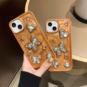 Custodia per telefono 2025 di lusso con farfalle 3D e strass, in <span class=keywords><strong>silicone</strong></span> con glitter, per <span class=keywords><strong>iPhone</strong></span> <span class=keywords><strong>11</strong></span> 12 13 14 15 16 Pro Max - Product Image 1