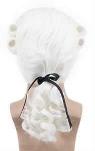 Juez Colonial onda larga peluca blanca disfraz de <span class=keywords><strong>Halloween</strong></span> peluca larga para hombre George Washington Cosplay rizado Caballero abogado peluca - Product Image 2