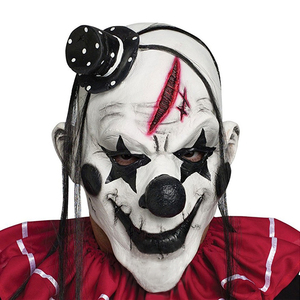 Nicro Realistic Latex Clown <strong>Mask</strong> <strong>Scary</strong> Demon Evil Black Cosplay Costume for Halloween Party Creepy Horror <strong>Mask</strong> - Product Image 1