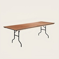91,4 cm x 243,8 cm Moderner Klappbarer Holz-Esstisch mit Metallbeinen in Natürlicher Ausführung für Restaurant- und Hoteleinsatz