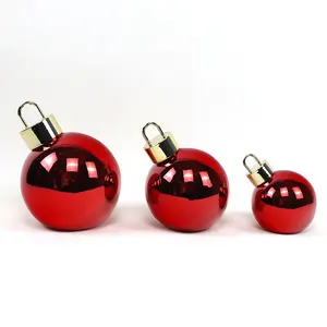 Groothandel Custom Mode Rode Glas Kerst Led Bal Kerstballen Verlichte Decoratie Handgemaakte Xmas Decoratie Bal Glazen Ornamenten