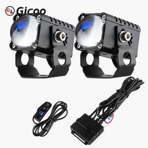 Feux antibrouillard LED pour moto 12-36V 70W, ambre et blanc, feux de conduite auxiliaires avec yeux de démon, clignotants, phare étanche - Product Image 2