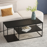 Ensemble de 2 tables basses modernes emboîtables, tables d'appoint carrées en métal noir, fonction extensible, durables, faciles à nettoyer, élégantes, pour le salon