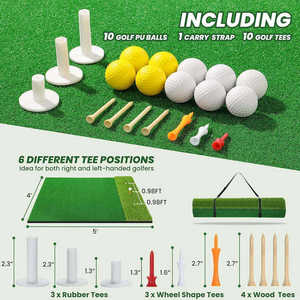 Tapis d'entraînement de golf 2 en 1, tapis de frappe, terrain de golf synthétique, enroulable, portable, avec un ensemble de tees et de balles - Product Image 4