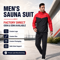 Setelan Sauna Pria 2 Potong Jaket Berkerudung dan Celana Langsung dari Pabrik, Logo Kustom OEM ODM Label Pribadi Pakaian Olahraga