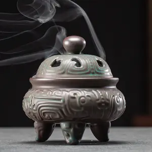 Four d'aromathérapie à reflux de brûleur de fonte de cire de trépied en céramique antique chinois MSH