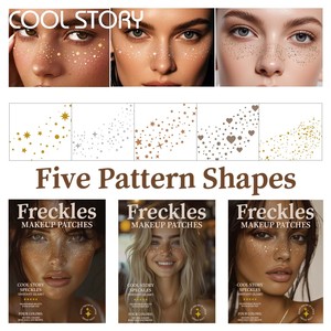 Autocollants de tatouage visage à paillettes effet taches, décorations corporelles temporaires imperméables, maquillage étoiles scintillantes pour fêtes et festivals - Product Image 4