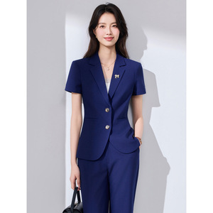 Women Summer Short Sleeve Suit Set Slim Fit Business Casual Hotel Uniform Reception Workwear KL819 - Product Image 1