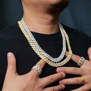 Heavy <b>Iced</b> <b>Out</b> Gold and Silver Cuban Link <b>Chain</b> with Diamonds Hip Hop Jewelry for Streetwear Styling and Party Accessories - Product Image 1