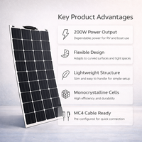 Panneau solaire flexible monocristallin 200W, module solaire léger pour camping-car, bateau, utilisation hors réseau