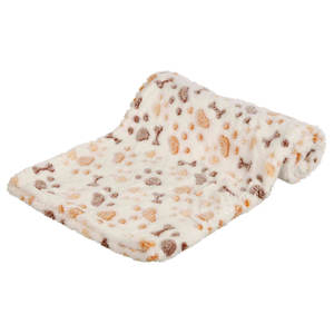Couverture pour animaux de compagnie Lingo 75 x 50 cm, blanche beige, fausse fourrure, literie pour chien, douce, chaude et confortable - Product Image 1