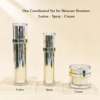 Ensemble d'emballages de luxe en acrylique pour soins de la peau avec flacon de lotion, flacon pulvérisateur et pot de crème pour marques de beauté en marque blanche