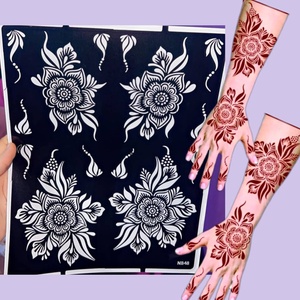 Stencil in PVC per Henné Indiano e Arabo di Grandi Dimensioni 29x23cm, Adesivi Glitterati per Aerografo, Applicazione Temporanea di Body Art per Donne e Ragazze - Product Image 2