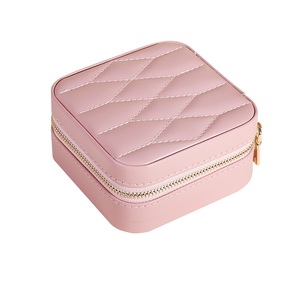 Wholesale Small Travel Square PU Leather Jewelry <b>Box</b> <b>Women</b> Portable Earrings Ring Organizer Case with Mirror - Product Image 6