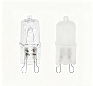 Precio de fábrica <span class=keywords><strong>Bombilla</strong></span> <span class=keywords><strong>halógena</strong></span> <span class=keywords><strong>G9</strong></span> <span class=keywords><strong>25W</strong></span> 40W 60W, 110V-240V AC Lámpara de cápsula de cuarzo esmerilado, 2700K Luz cálida para candelabro de pared - Product Image 1