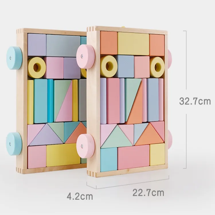 Montessori Amazon Hot Selling Holz Farbe Anhänger Bausteine pädagogisches Muster passenden Block kreatives Spielzeug
