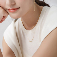 Parure de chaînes minimalistes italiennes unies pour femme en argent sterling 925, bijoux fins polyvalents de luxe léger et haut de gamme pour clavicule