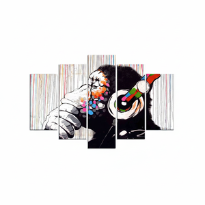 Banksy <b>Thinking</b> Monkey Canvas Print - Street Art Monkey Decor,SET OF 5 MIX CANVAS - Product Image 2