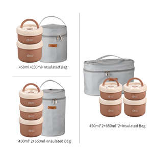 Boîte à lunch portable en verre multicouche de qualité alimentaire personnalisable pour <span class=keywords><strong>four</strong></span> à micro-ondes de grande capacité pour étudiants Bento - Product Image 5
