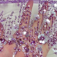 Dentelle américaine européenne perles faites à la main industrie lourde tissu robe de mariée robe de soirée paillettes brodées tissu tube perlé