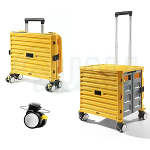 Space Saver Hand Opvouwbare Trolley Opvouwbare Plastic Winkelen Trolley Lichtgewicht Boot Winkelwagen