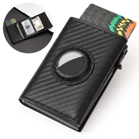 Dompet Kartu Kredit Tipis Anti Maling RFID Blocking dari Kulit PU Minibook Smart Business dengan Slot Airtag untuk Saku Depan