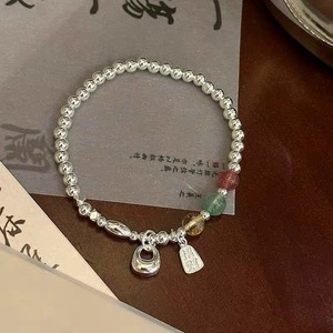 Bracelet en argent pur 999 avec breloque citrine pour femme, bijou cadeau - Product Image 5