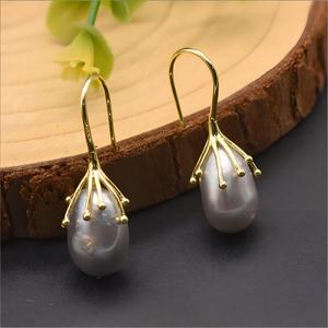 Brincos de Pérola para Noivas, Brincos de Pérola de Água Doce com Gancho de Prata, Acessório Elegante para Casamento e Festa - Product Image 2